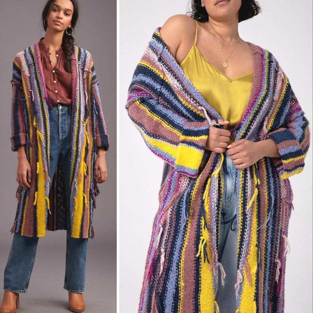 ANTHROPOLOGIE Pilcro Dreamer Deco Striped Duster Cardi $198/A WORK OF ART/2020' - Picture 2 of 16